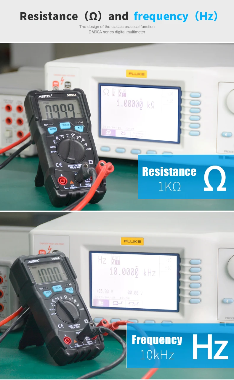 MESTEK DM90A NCV Цифровой мультиметр 6000 отсчетов Автоматический диапазон AC/DC Напряжение Ток Ом метр амперметр задний светильник большой экран