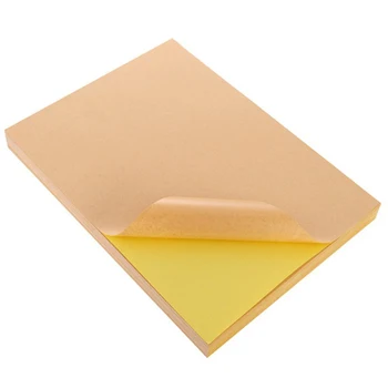 

100 Sheets/Lot A4 Size Blank Kraft Adhesive Sticker/Self Adhesive Label Paper For Printer Packaging Label
