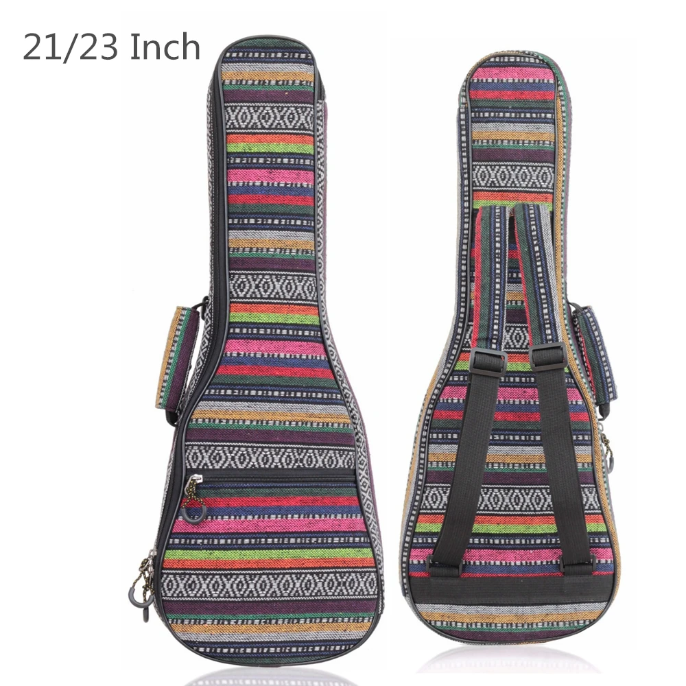 

21 / 23 Inch Lightweight Ukulele Bags Folk Style Knitted Backpack Case 10mm Cotton Padding Adjustable Shoulder Strap