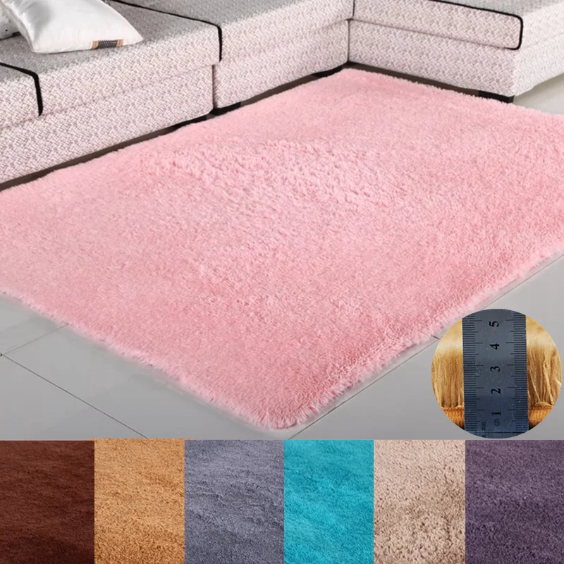 9 Color 6 Size Plush Carpet Fluffy Bedroom Rugs Floor Living Room Rug