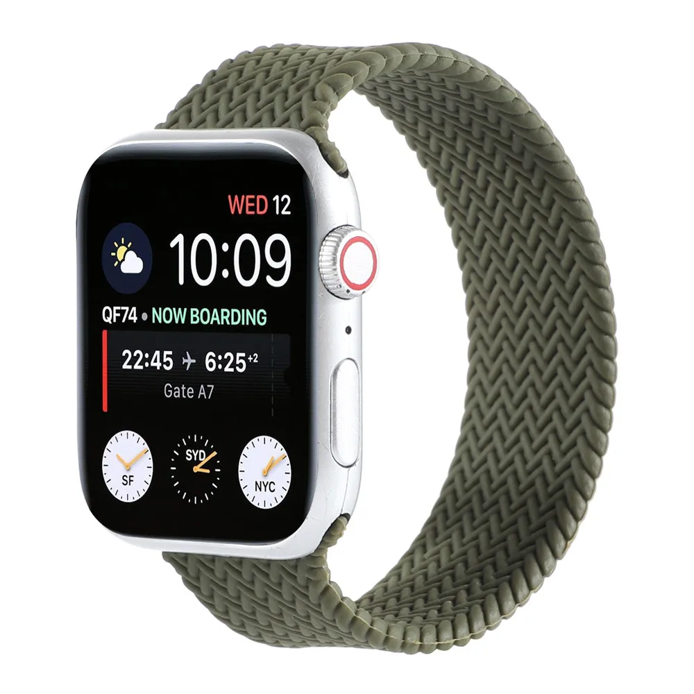 

CNSUPER Silicone Weave Elastic Watch Band Strap For Apple Watch Series SE 6/ 5/ 4 /3/ 2 Compatible with 38mm 40m 42mm 44mm