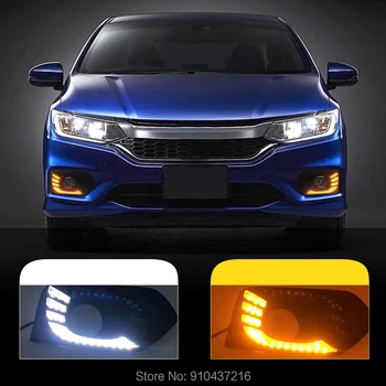 

Daytime running light For Honda City 2017 2018 Three colours light guide Turn signal LED Fog light