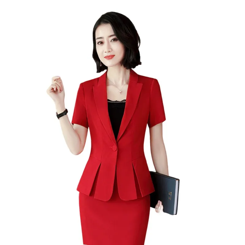 2021 Summer Skirt Suits for Women Elegant Office Lady Business Work Short Sleeve Blazer Pants Set Fashion Jacket Suit Female | Женская