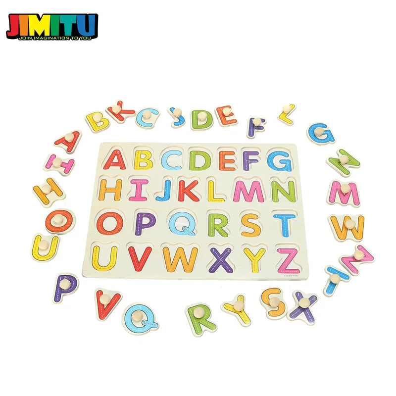 JIMITU ABC алфавит деревянные головоломки игрушки для детей раннего обучения обучающая игра подарок 26 букв головоломки игрушки набор