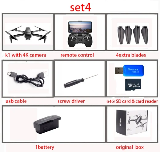 Visuo ZEN K1 gps Радиоуправляемый Дрон с 4K двойной камерой управление жестами 5G Wifi FPV Бесщеточный двигатель 28 минут Дрон с 32 Гб 64 ГБ - Цвет: set4(64G)