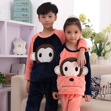 Winter Flannel Children Pajamas Set Warm Kids Homewear Suit Cartoon Girls Sleepwear Casual Teen Pyjamas Set Boys Loungewear