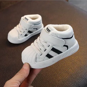 

Winter Kids Boys Girls Sneakers Fleece Baby First Walkers Children Boots Plush Velvet Warm Toddler Cotton Shoes Size 15-25