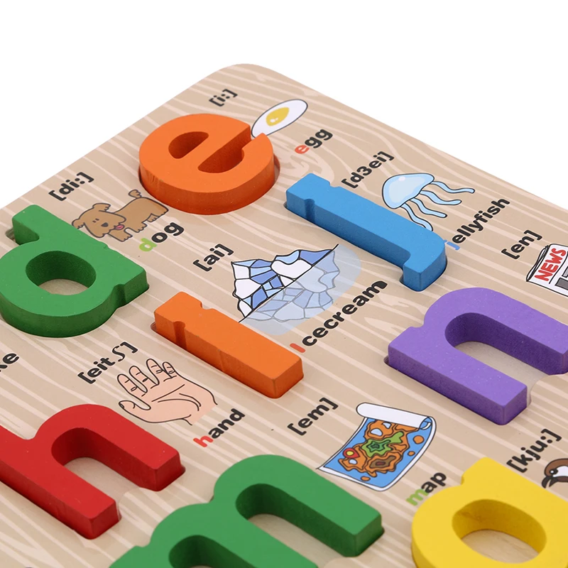 Деревянные английские буквы головоломки для детей, Обучающие алфавиты, познавательные слова, обучающие игрушки для детей
