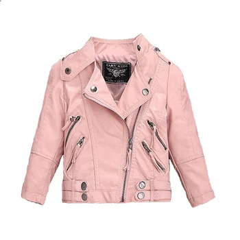 

winter PU girls outerwear 2020 Brand jackets for Boys Leather teeanger Coat 1-12Y Children Plus Velvet Zipper Thick Windbreaker