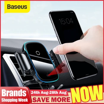 Baseus 15 Вт Беспроводные зарядные устройства для xiaomi смартфон автомобиля, вентиляционное инфракрасное зарядное устройство Аксессуары для моб...