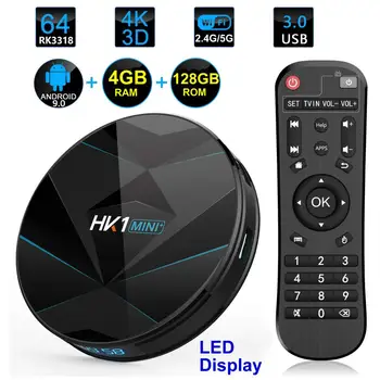 

HK1 MINI PLUS Android 9.0 Smart TV Box Rockchip RK3318 4GB RAM 128GB ROM LED Display Dual WIFI HK1miniplus Tv Box