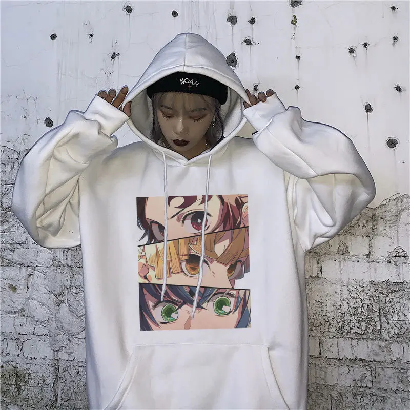 Winter Oversized Clothes Demon Slayer Anime Streetwear Tanjiro And Nezuko Hoodie Women Korean Fashion Harajuku Sweatshirt Female | Женская