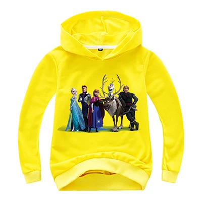 Пальто для девочек; худи с изображением Анны и Эльзы для девочек; детская одежда с длинными рукавами; свитер для маленьких девочек; подарок на день рождения; одежда для детей - Цвет: HD002-Yellow