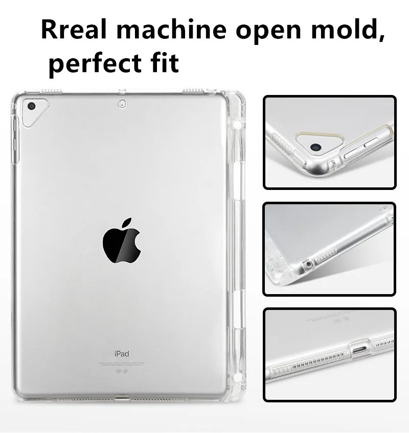 Для iPad 10,2 чехол с карандашом держатель прозрачный силиконовый мягкий ТПУ чехол для iPad 7 7-го поколения планшет Funda чехол