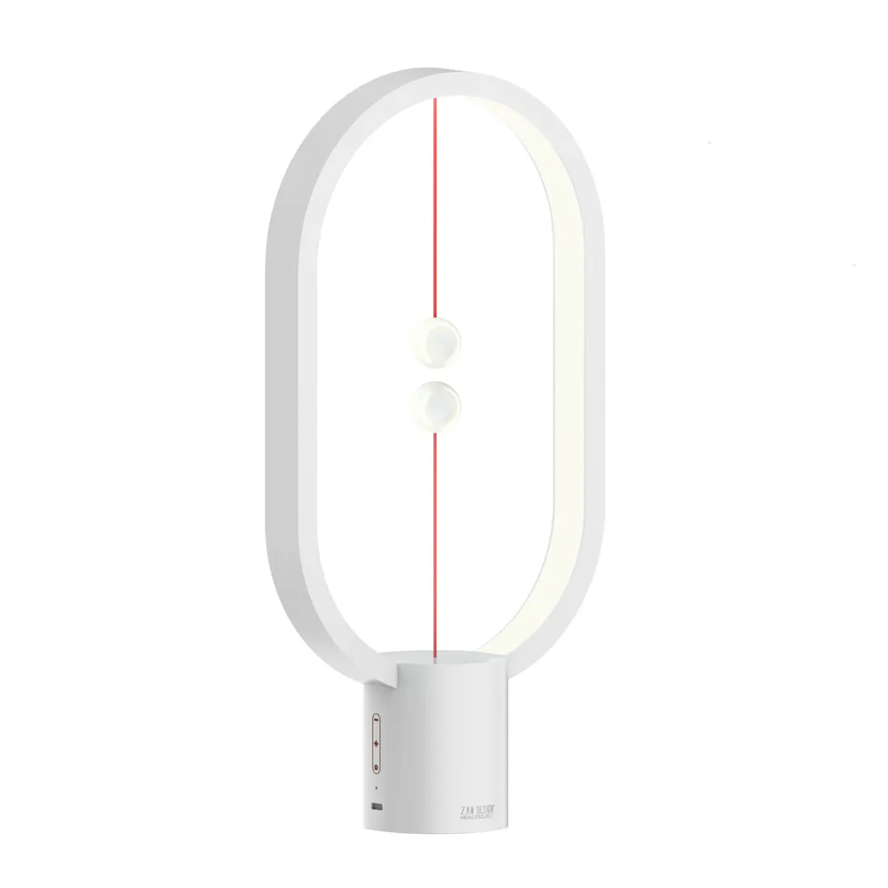 white Прямая поставка, перезаряжаемый от USB, HENGPRO, Балансирующий светодиодный светильник, эллипс, магнитный, средний, воздушный переключатель, сенсорный, затемняющий, Ночной светильник, домашний декор - Испускаемый цвет: white