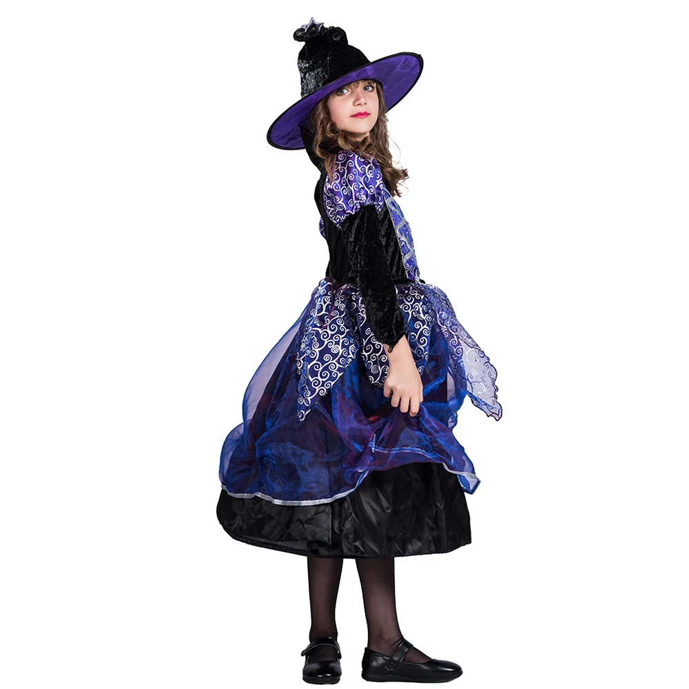 

Hot New Girls Halloween Witch Costume L/S/M Dress&Hat Kit Masquerade Cosplay Party Props for 12 to 14 Years Old Girls Gift