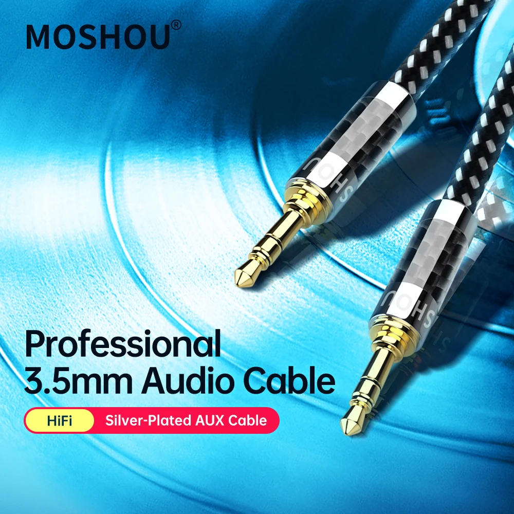 Кабель MOSHOU HiFi AUX 3 5 мм аудиокабель для динамика разъем гитары посеребренный