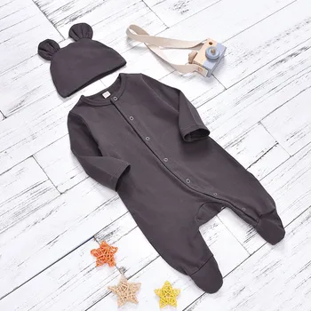 

Newborn Clothes Unisex 2PCS Newborn Baby Boy Girl Clothes Solid Cotton Button Romper Infant Jumpsuit One-Piece Outfit Playsuit