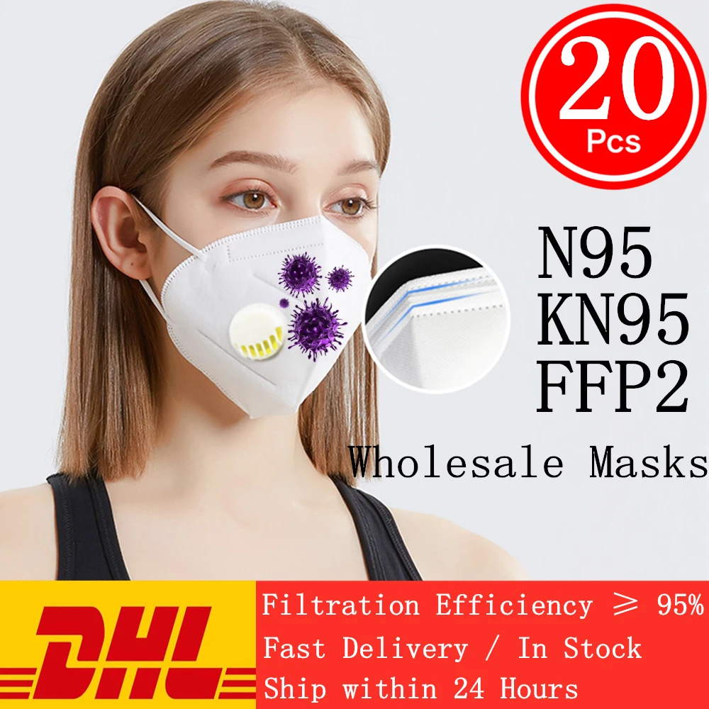 

20PCS N95 Mask Breathing Valve Mouth Face Mask Dust Anti Infection KN95 Masks Anti-fog Protective Respirator
