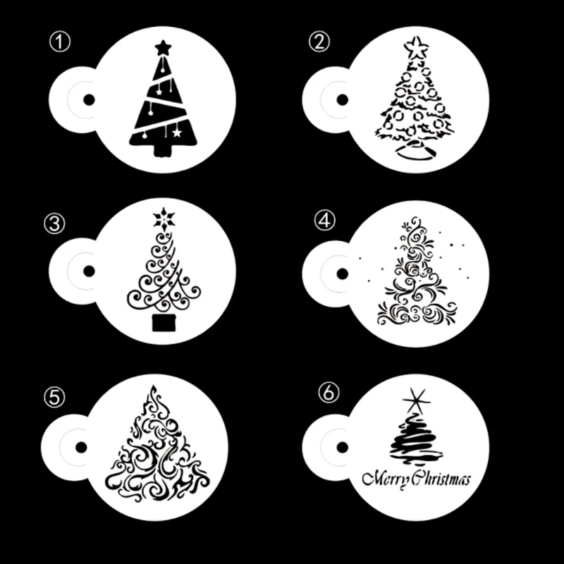 6pc Stencils Christmas Tree DIY Walls Layering Painting Template Decor Scrapbooking Embossing Supplies Reusable reusable stencil craft layering stencils for walls scrapbooking painting template stamps album decorative embossing paper cards
