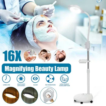 

16X Diopter LED Magnifying Warm Cold Ligth Floor Stand Lamp Magnifier Glass Len Facial Light For Beauty Salon Nail Tattoo