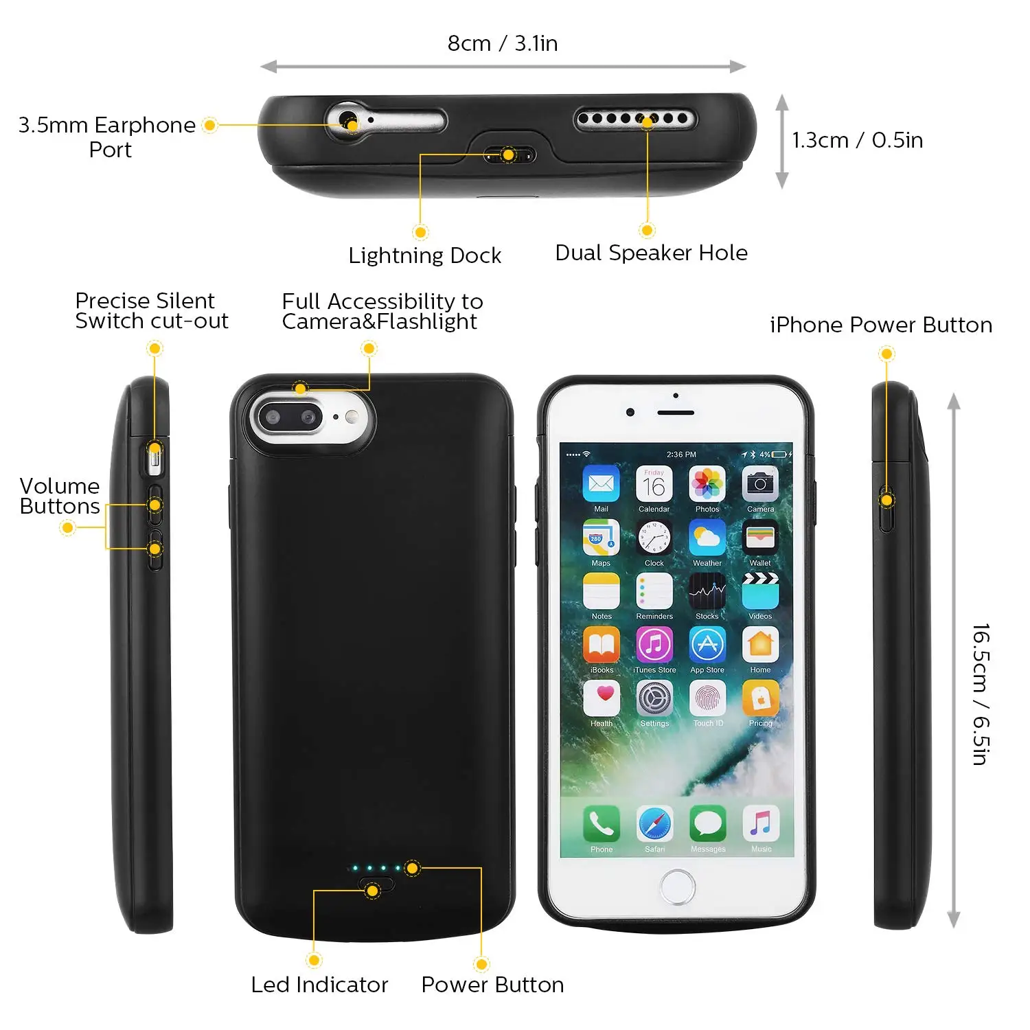 4000 мАч чехол для зарядного устройства для iPhone6 6S 7 8 Внешний Аккумулятор Чехол для зарядки аккумулятора резервный чехол 5500 мАч для iPhone6 6S 7 8Plus