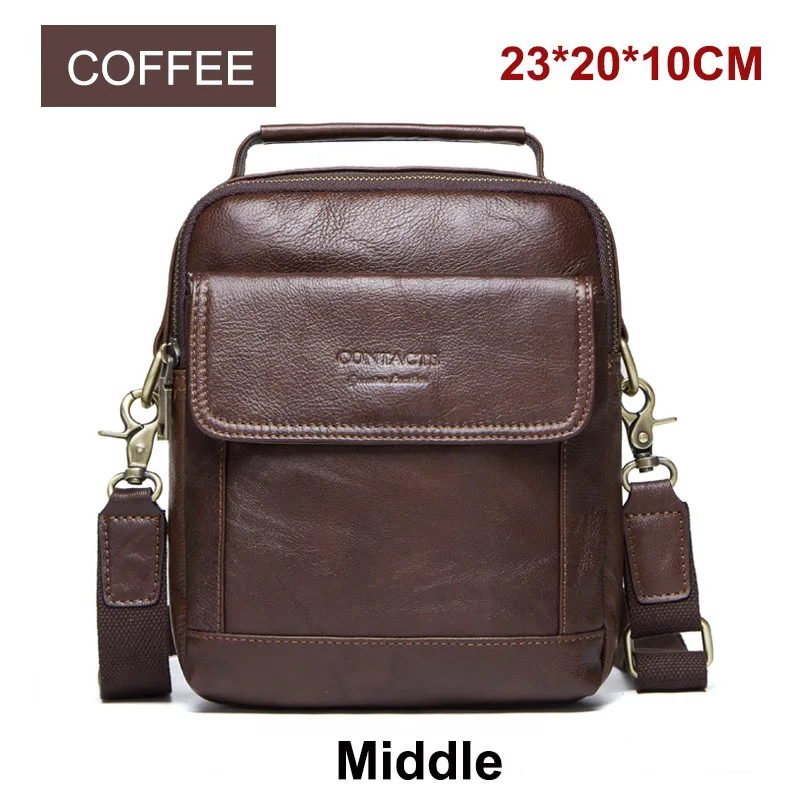 Мужская сумка-мессенджер из натуральной кожи модная мужская Наплечная Сумка через плечо маленькая сумка для iPad - Цвет: Кофе