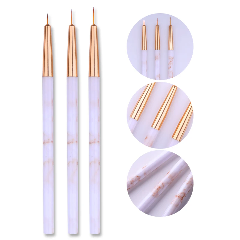 3 шт. кисть для дизайна ногтей акриловая мраморная ручка УФ гель рисования сделай