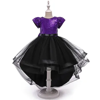

5-color children clothing, 4-14T princess dresses girl catwalk tail dress,big child sequined fluffy mesh Dress Christmas gift