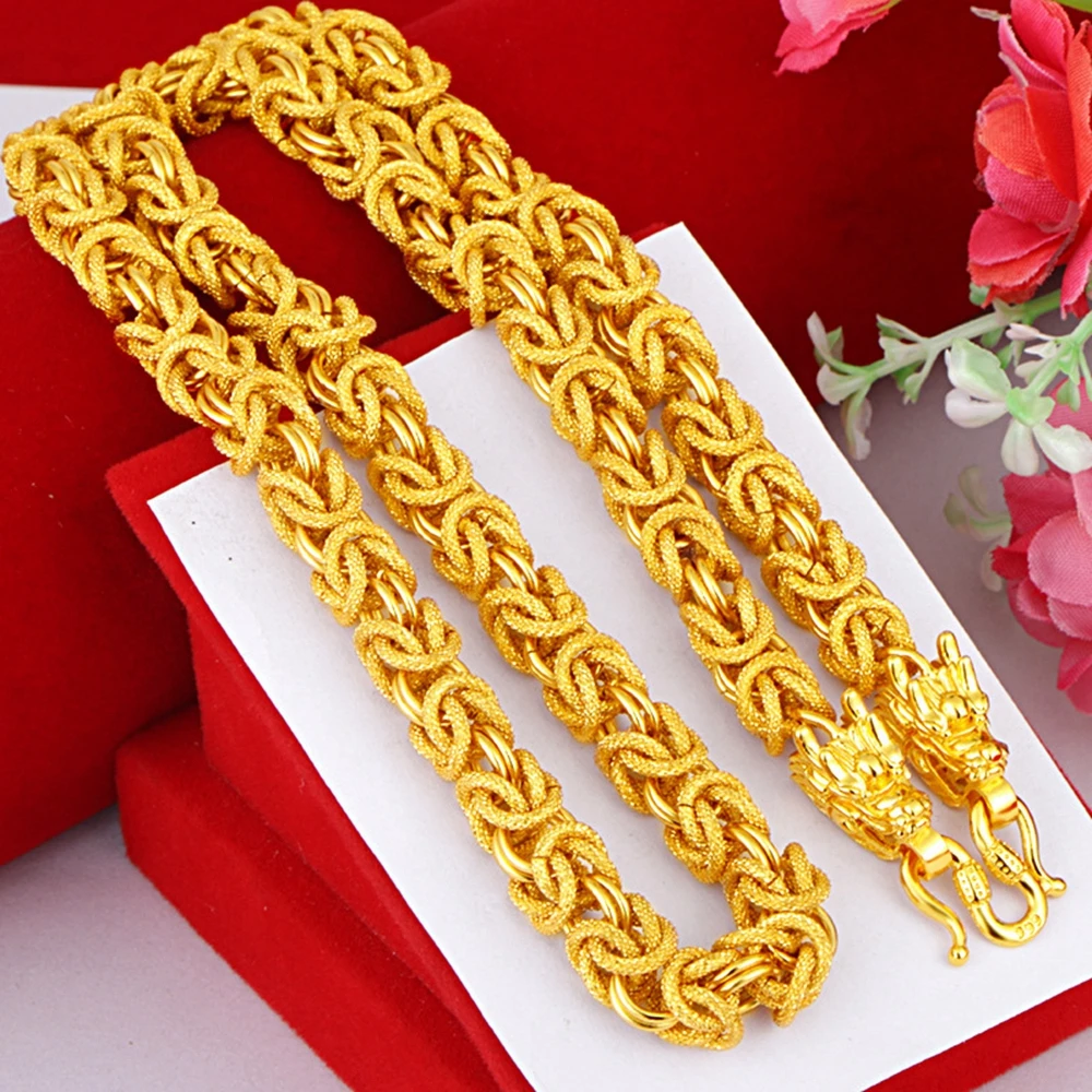 

Handsome Chain Necklace Men Hip Hop Thick Jewelry Yellow Gold Filled Punk Male Accessories Gift