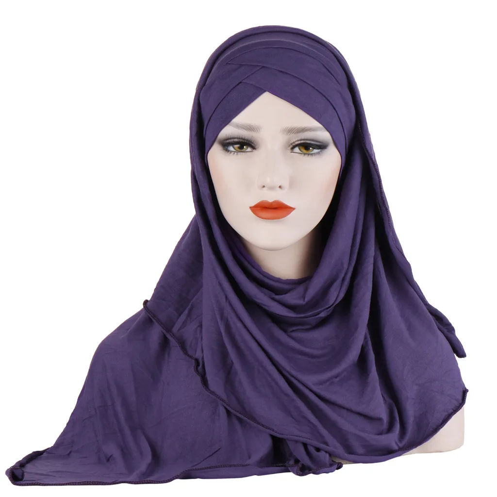 Мусульманский хиджаб шарф женская шапка полное покрытие головной убор мягкий стрейч для женщин мусульманские шляпы для женщин Hijab шарф Мусульманский тюрбан - Цвет: 5