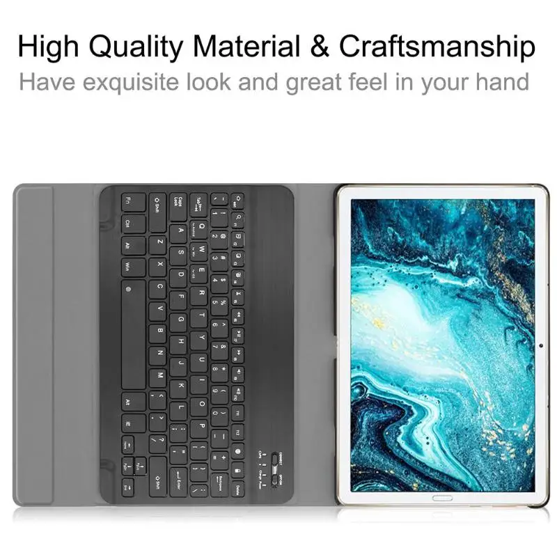 Bluetooth 3,0 клавиатура для планшетного компьютера для huawei Mediapad M6 10,8 дюймов три вращающийся пейзаж мульти-угол для HW-1080