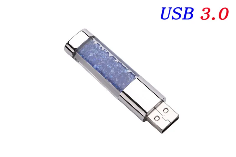 Кристаллические элементы USB флеш-накопители USB 3,0 флэш-накопитель U Диск флеш-накопитель 4 ГБ 8 ГБ 16 ГБ 32 ГБ 64 ГБ 128 ГБ творческие подарки - Color: Dark blue