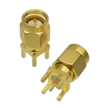 Разъем SMA штекер крепление на печатную плату пайкой прямой радиочастотный коаксиальный