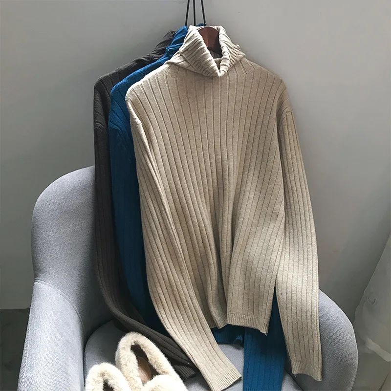 Mooirue Autumn Femme Sweet Sweater High Knitting Thin Elastic Pullovers Feminine Yellow Grey Knitwear