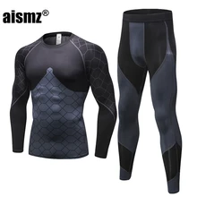 Aismz зимние комплекты термобелья Long Johns Для мужчин быстросохнущая антимикробные эластичные мужские компрессионные термо Нижнее белье Новинка