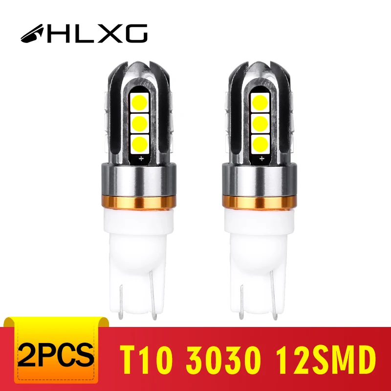 2PCS White T10 LED Lamp W5W Bulb Car Lights 194 168 Clearance 3030 12SMD Reading Interior Yellow Amber 3000K | Автомобили и