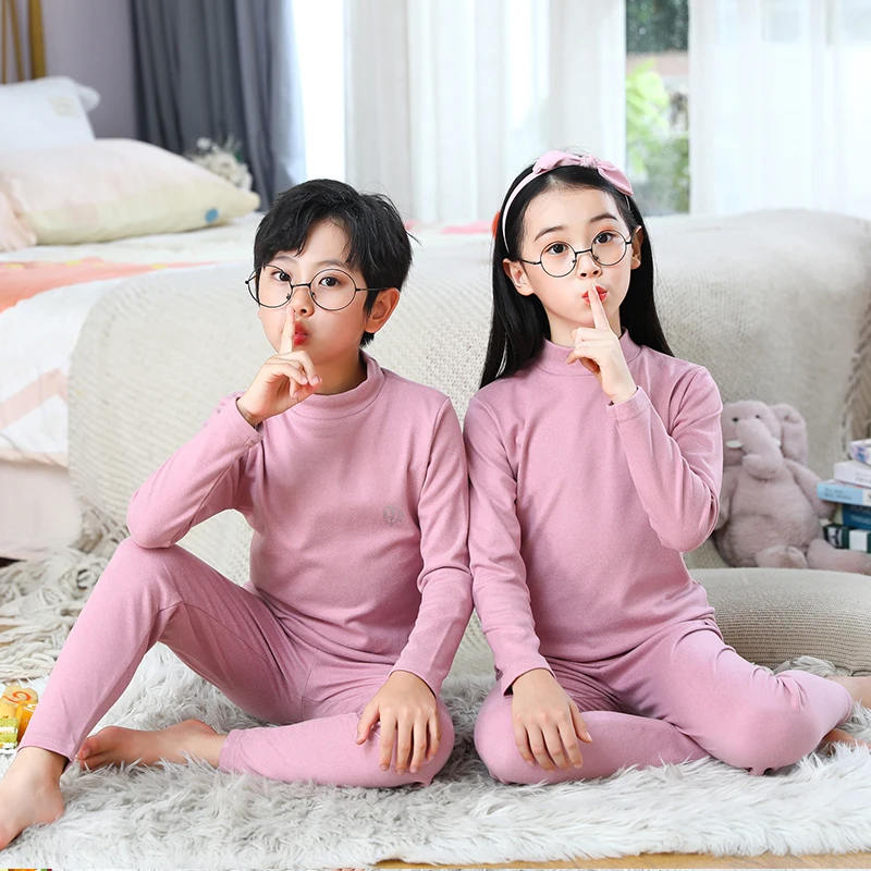 Boys Winter Turtleneck Thermal Underwear Black Warm Girls Long Johns Soft  Children's Pajamas Sets Kids Homewear Sleepwear 8 10 Y