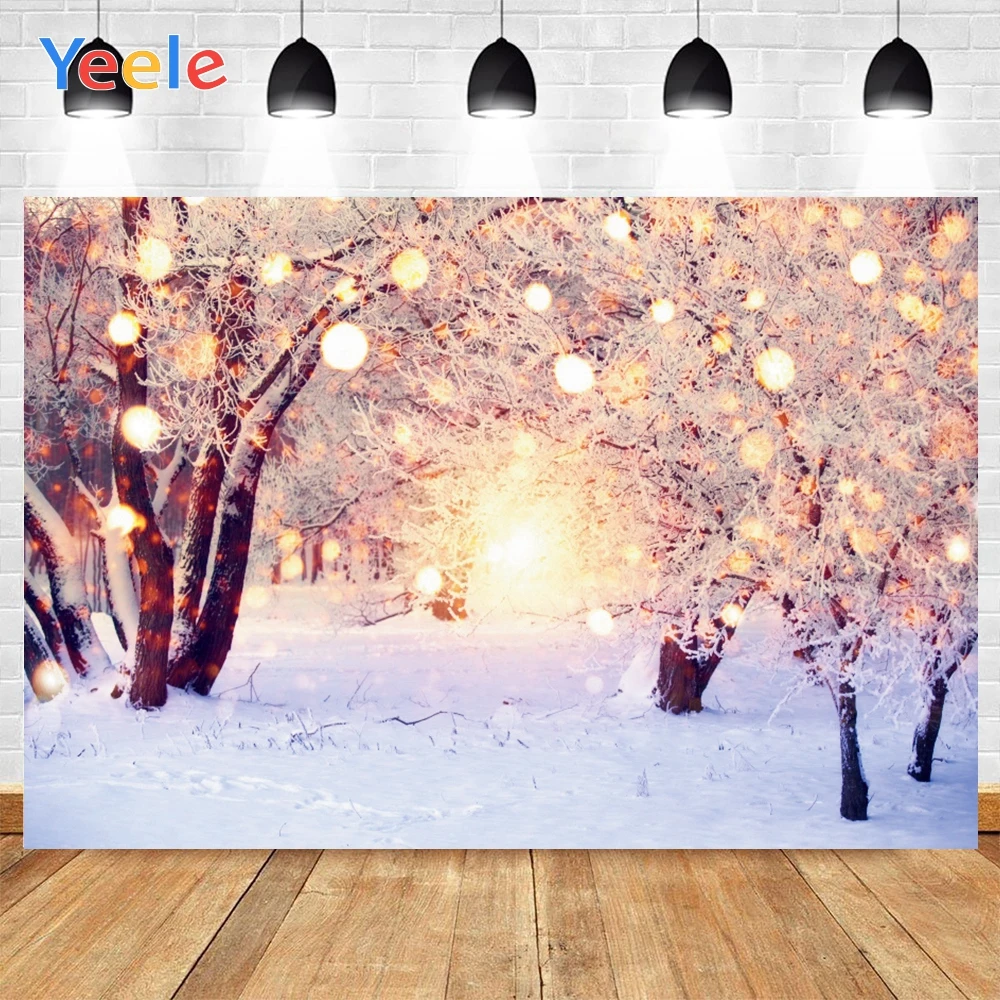 

Yeele Winter Snow Tree Branch Light Spot Snowflake Background Photophone Photography Photo Studio for Decoration Customized Size