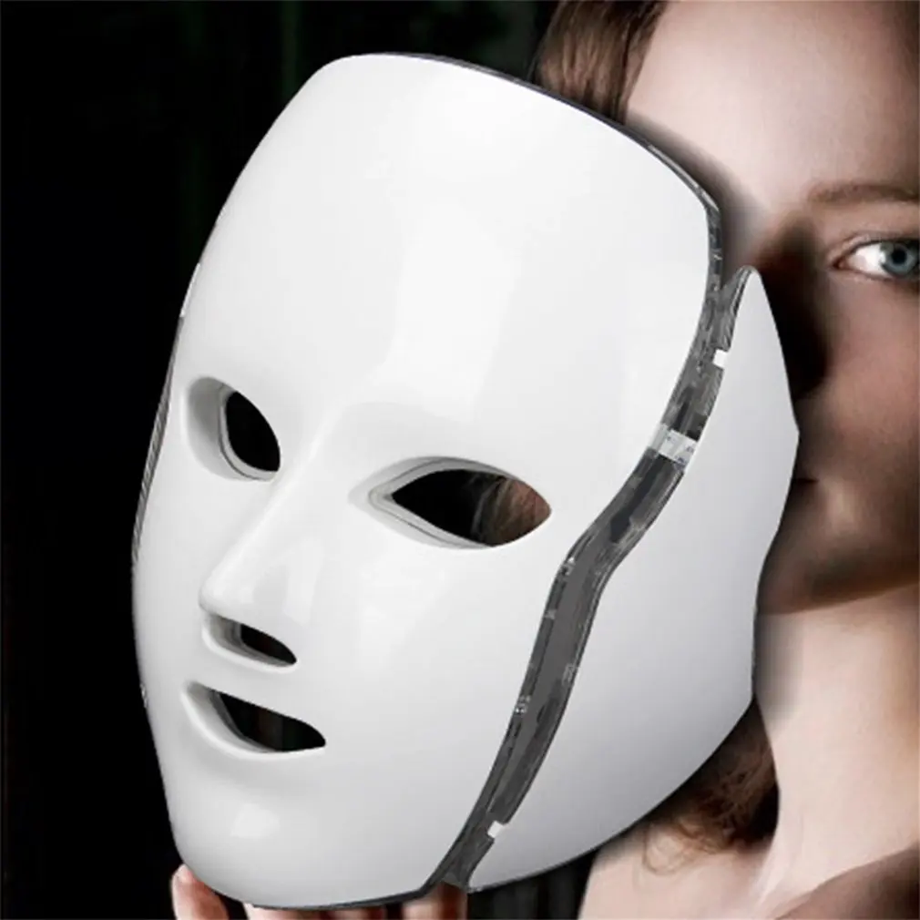  7 Colors Light Microcurrent LED Facial Mask Machine Photon Therapy Skin Rejuvenation Face Neck Mask - 4000058887716