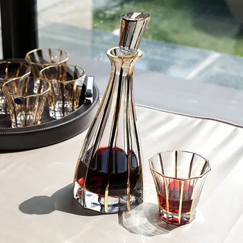 

Whiskey Decanter And Glasses Bar Set, Includes Whisky Decanter And 6 Cocktail Glasses - 7 Piece Set 200829-18