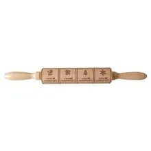 Принт с рождественским лосем деревянная скалка для теста выгравированный ролик для выпечки печенья