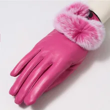 Зимние теплые перчатки из натуральной кожи с мехом кролика Рекс Женские перчатки из натуральной кожи женские перчатки с натуральным кроличьим мехом наручные руки