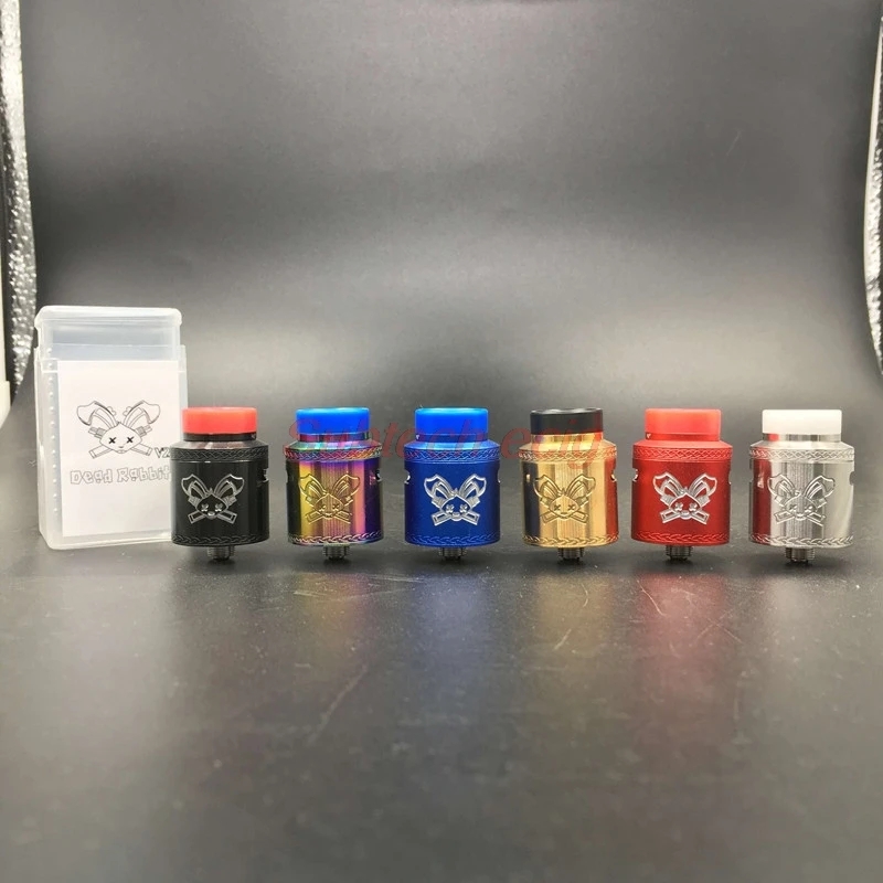 Newest Drop Dead RDA Tank 24mm with 810 Resin drip tip BF Squonk 510 Pin Available For Both Single and Dual Coil Building vape