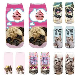 New 3D Women Summer Socks Cute Cartoon Funny Animals Cats Dogs Pink Ankle Cotton Sports Unisex Elastic Socks For Children Gift