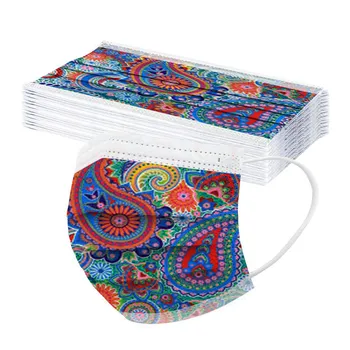 

20pcs Adult Flower Digital Printing Mask Disposable Adult Face Mouth Mask Dust-proof Three-layer Non-woven Melt Blown Mask