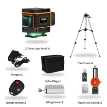  HILDA 12/16 Lines 3/4D Laser Level Level Self-Leveling 360 Horizontal And Vertical Cross Super Powerful Green Laser Level 