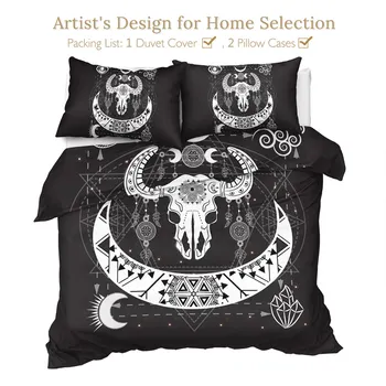 BeddingOutlet Boho Dreamcatcher Bedding Set Tribal Horns Flowers Duvet Cover Rustic Bedclothes Skull Black Gothic Home Textiles 1