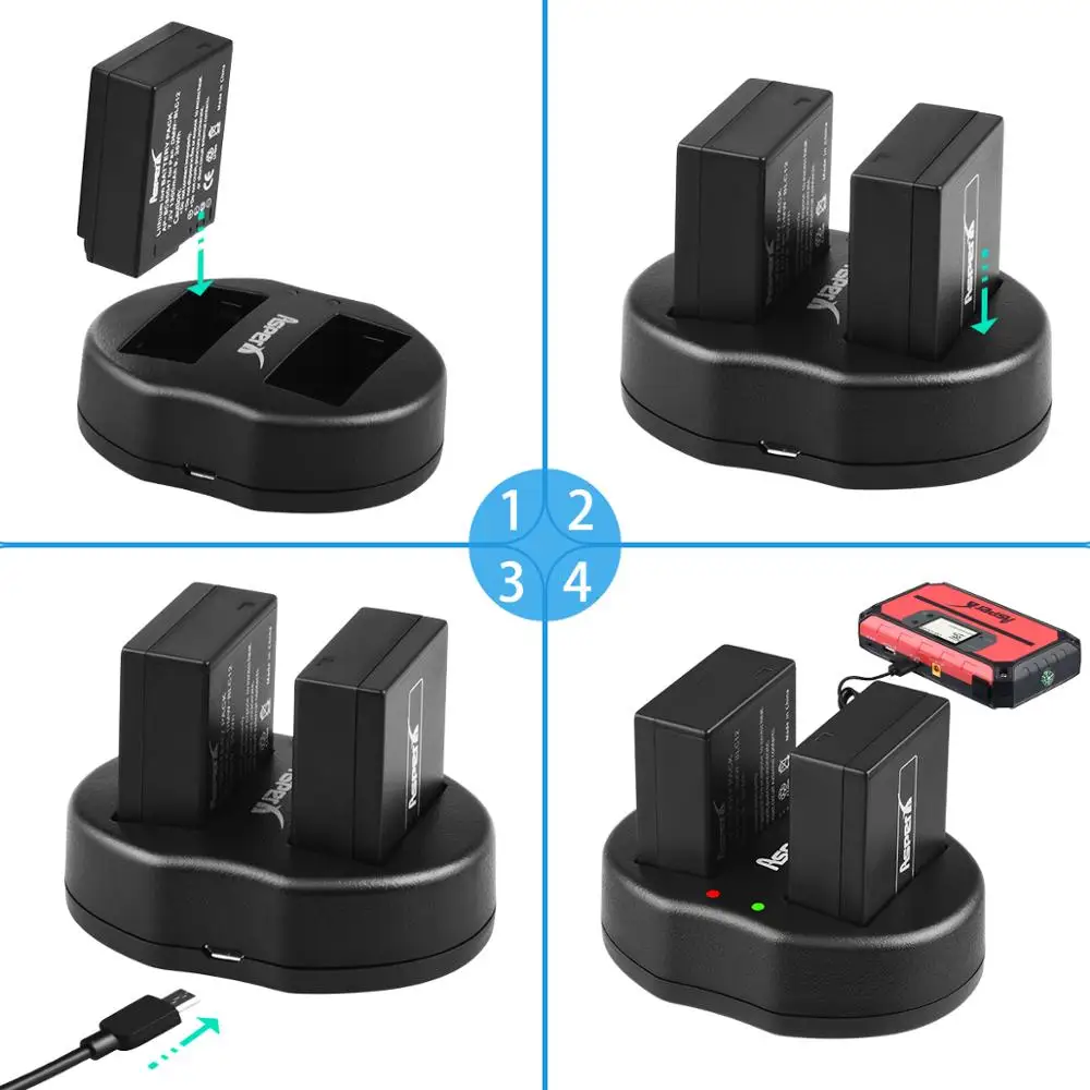 2 упаковки DMW BLC12 BLC12E BLC12PP аккумулятор + двойное зарядное устройство/USB кабель для