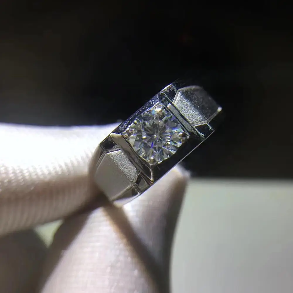 Круглое серебряное кольцо Moissanite 0.80ct D VVS Роскошные Moissanite свадебное кольцо для мужчин